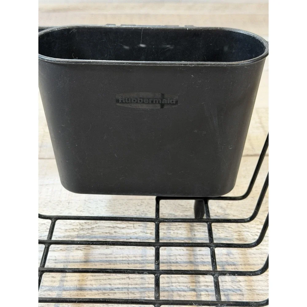 Rubbermaid Black Wire Dish Drainer Rack Silverware Basket Kitchen Sink Drying